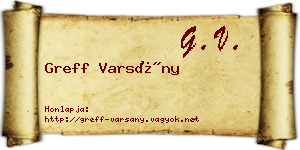 Greff Varsány névjegykártya